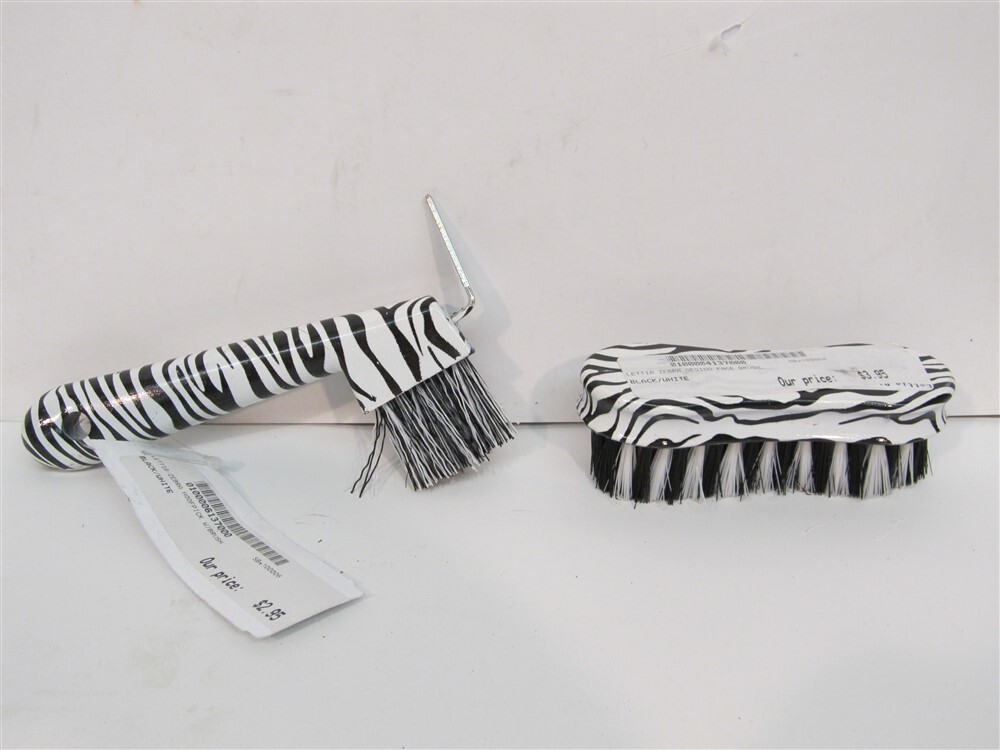 Lettia Zebra Print, Horse Face Brush 5" and Hoof Pick w/ Brush 6"