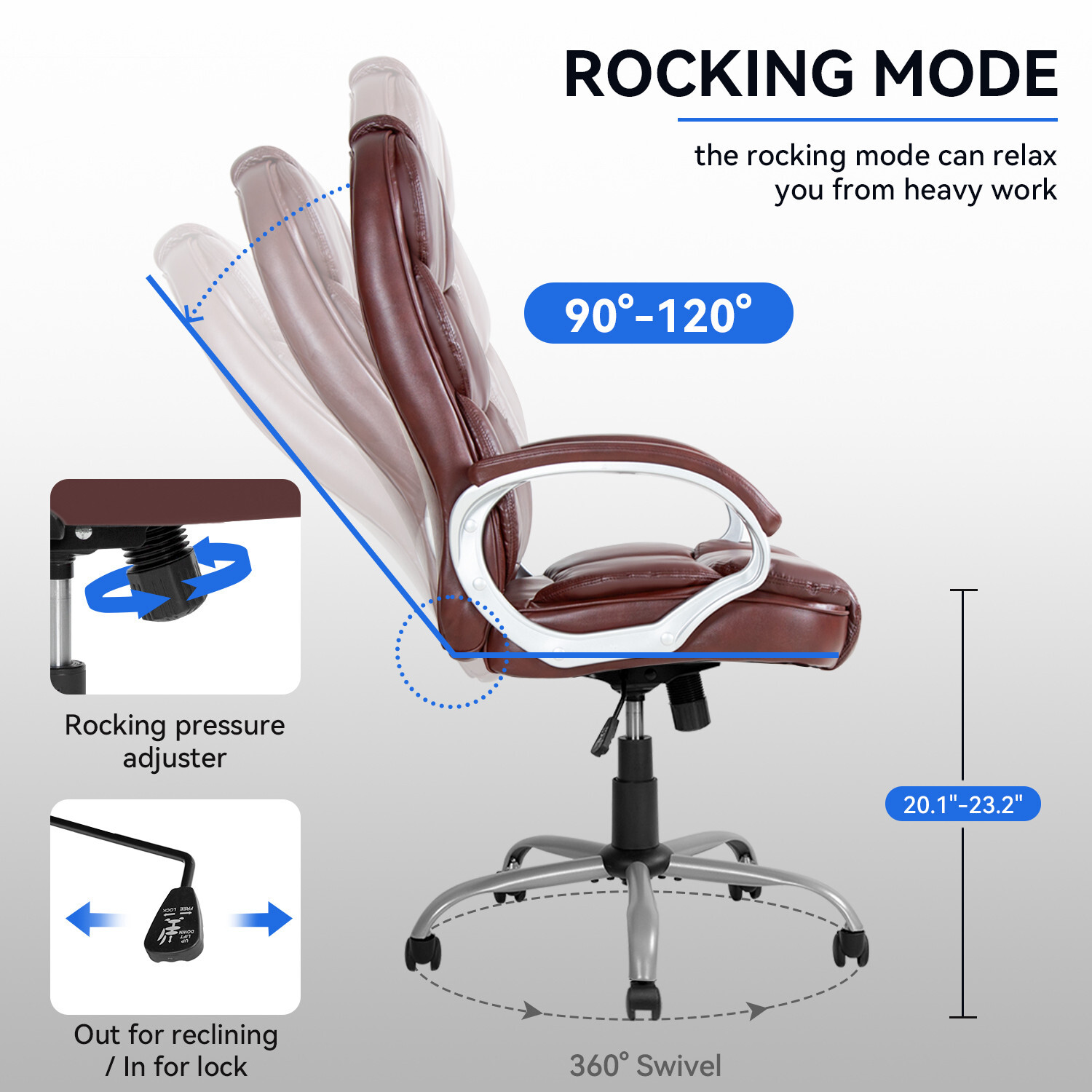 Office Chair Ergonomic High-Back Executive Desk Chair with Adjustable Swivel