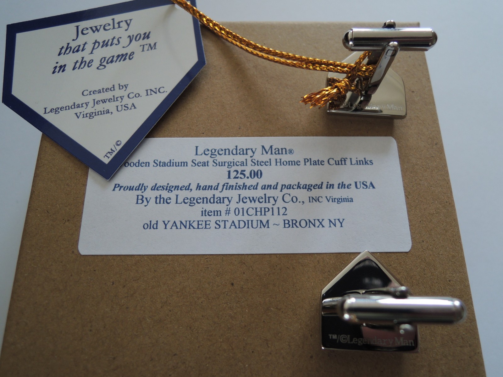 Baseball Cufflinks: old Yankee Stadium seat, Men's Christmas gift USA hand built
