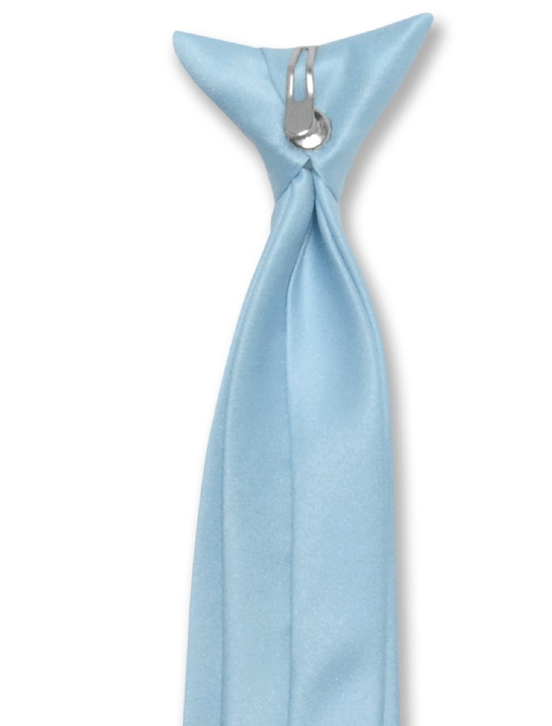 Vesuvio Napoli Boys CLIP-ON NeckTie Solid BABY BLUE Color Youth Neck Tie