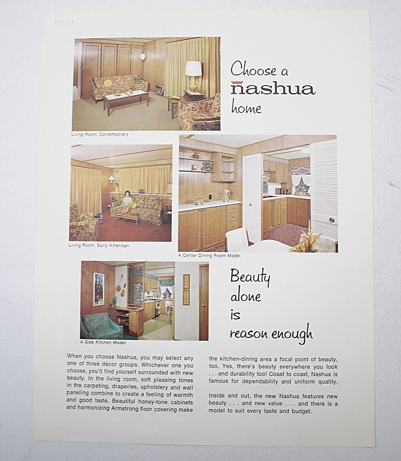 1967 Nashua Mobile Homes Color Ad Brochure & Letter Mid-Century Modern #7