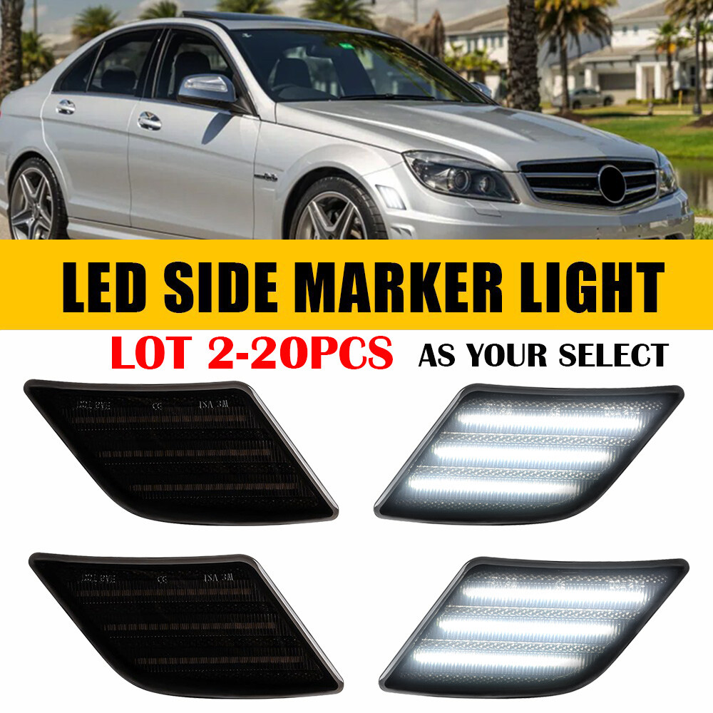 2-20 LED Side Marker Lights Front White Fits Benz C-Class W204 Pre-LCI 2008-2011