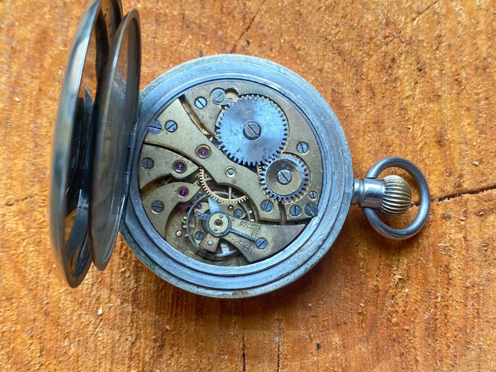 Antique Pocket Watch Mechanical Swiss Ottoman Military Chain Open Face Rare 19th