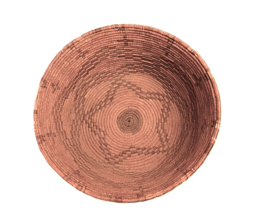 Apache Bowl Basket ca. 1920 6.875" H x 14.375" D Hand Coiled Large Bowl