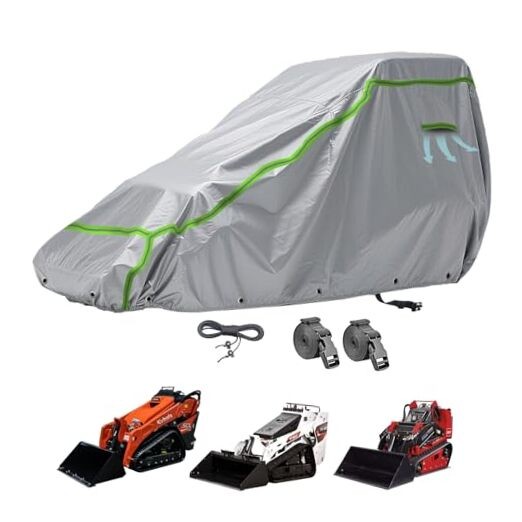 Open Cab Skid Steer Cover Compatible with Bobcat, Kubota, Gray Compact Cab-less