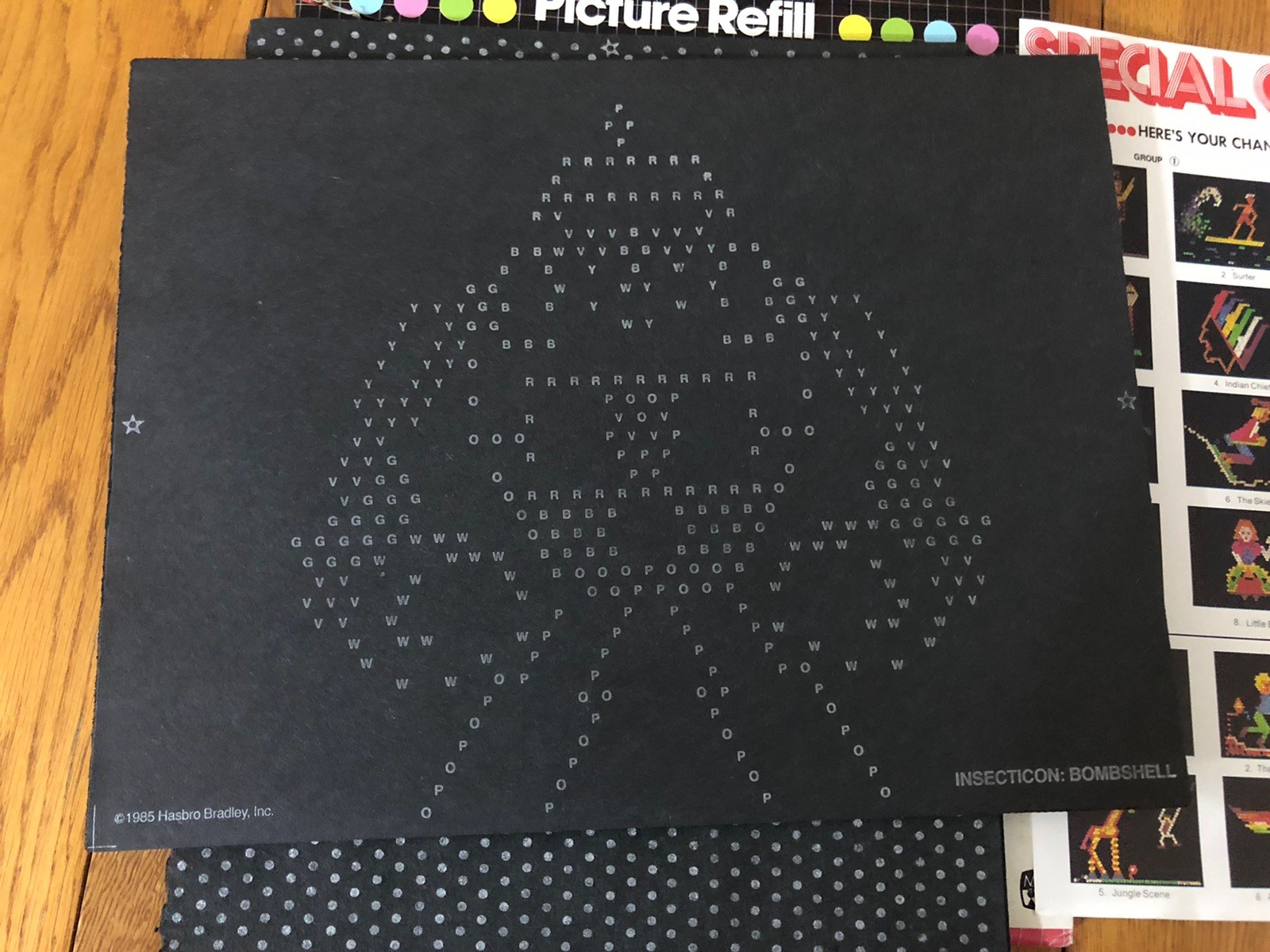 VTG 1985 NEW TRANSFORMERS LITE BRITE COMPLETE UNPUNCHED PICTURE REFILL PACK HTF