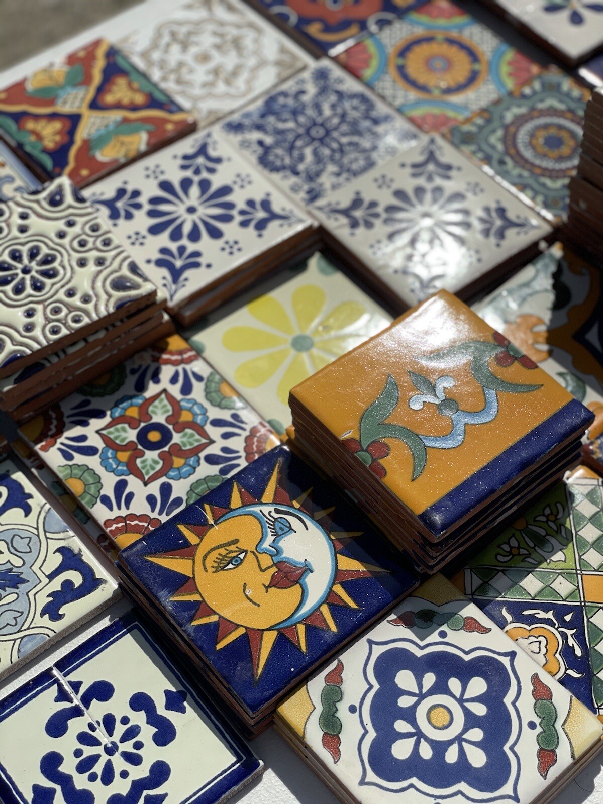 25 Assorted Mexican Ceramic 4x4 inch Hand Made Tiles