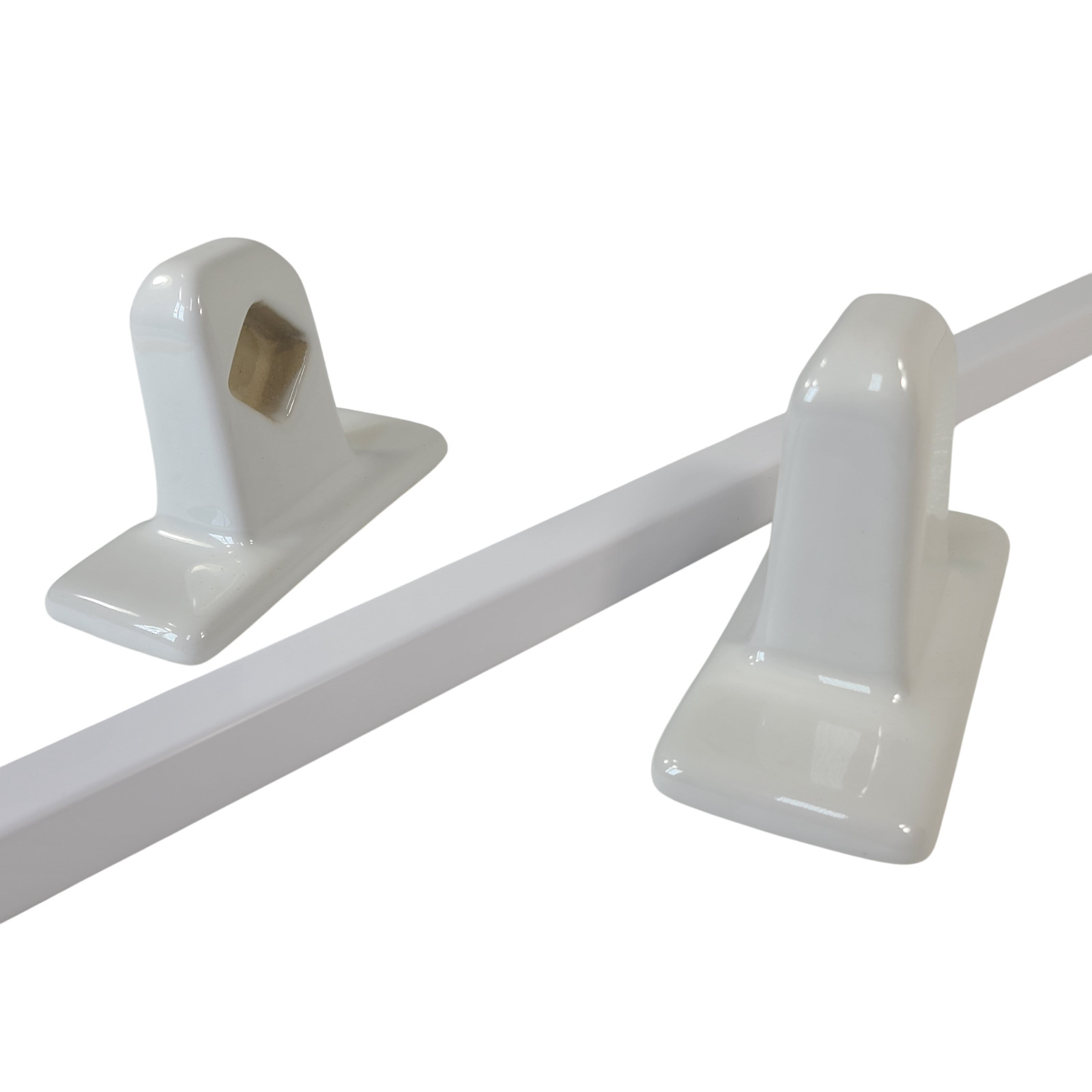 Vintage White Ceramic Tile Towel Rod Rack Post Holder Brackets 24 in Acrylic Bar