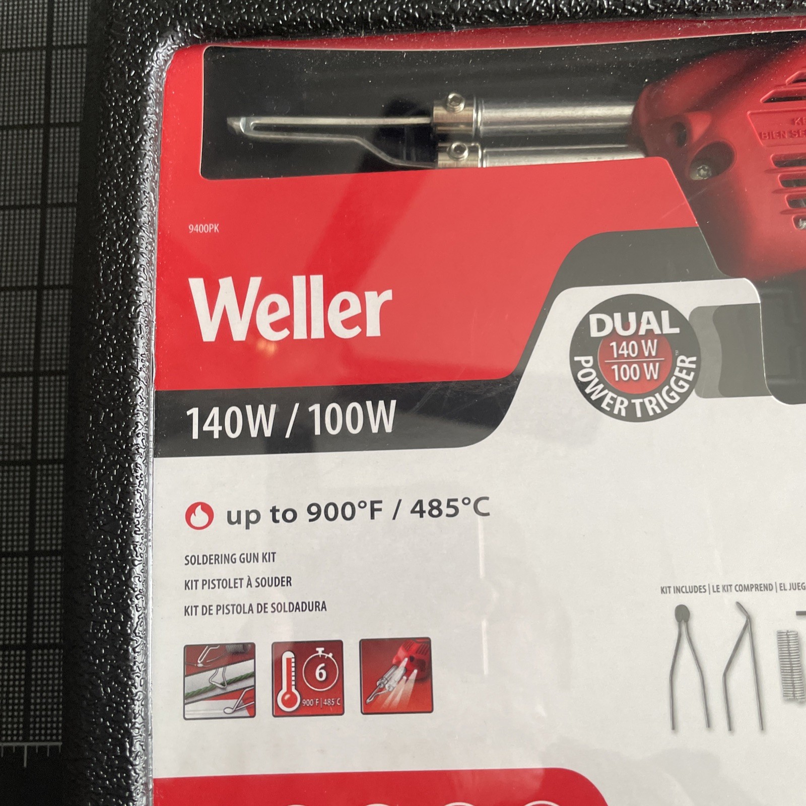 Weller® 9400PKS Universal Soldering Gun Kit LED lighting 120V Dual Heat 140/100W