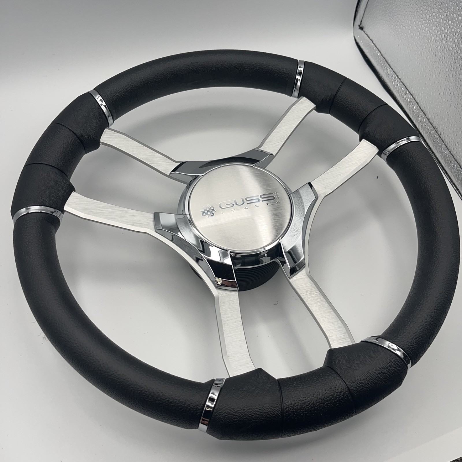 Malera Boat Steering Wheel Brushed Alum Spoke | Gussi Italia Center Cap