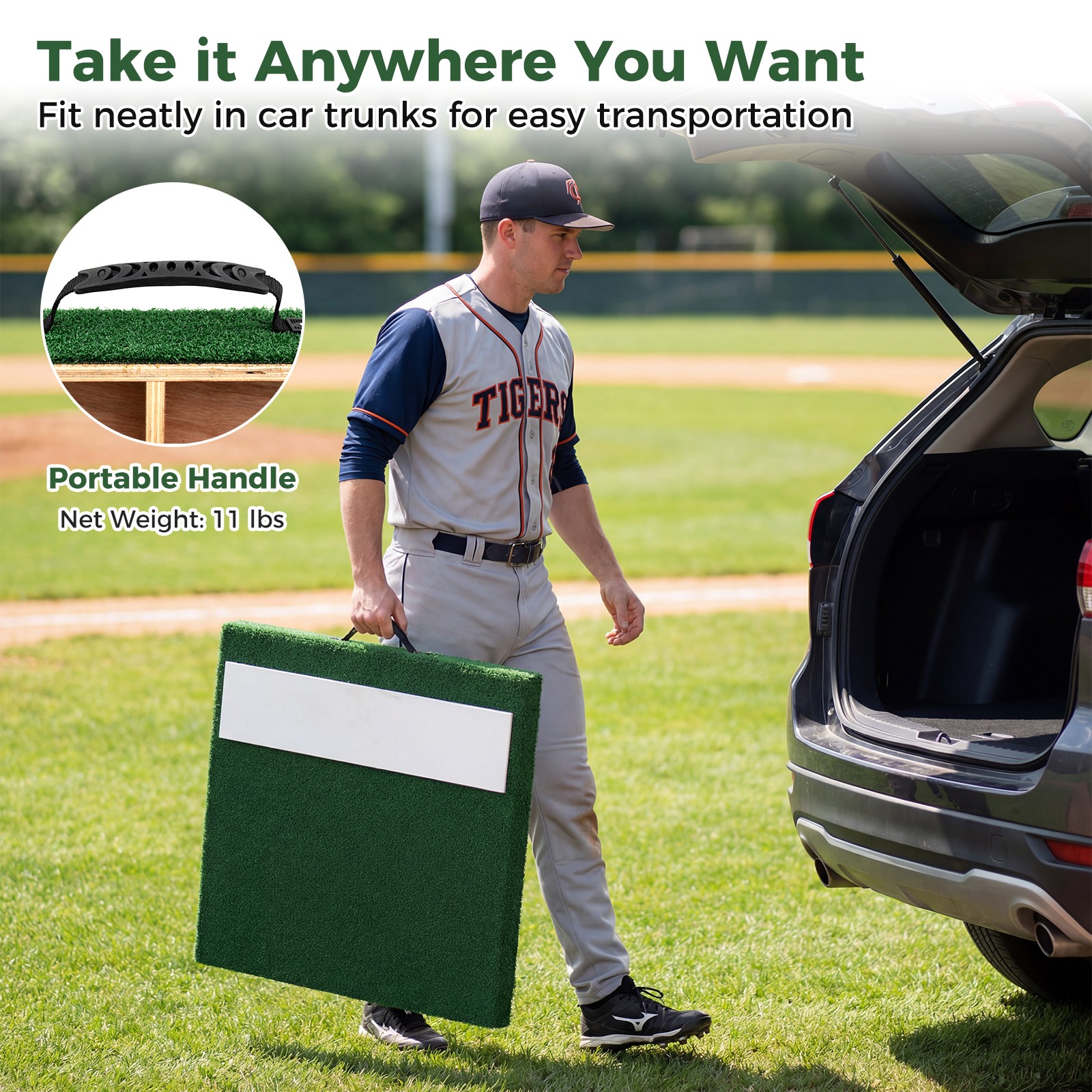 Portable Pitching Mound w/Baseball, Pitching EVA, Carry Handle, Youth Baseball