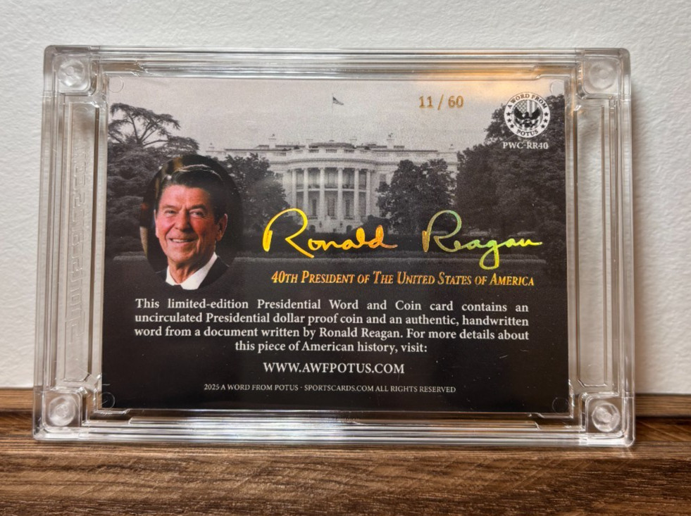 Ronald Reagan /60 Handwritten Word & Coin '25 A Word From The President Case Hit