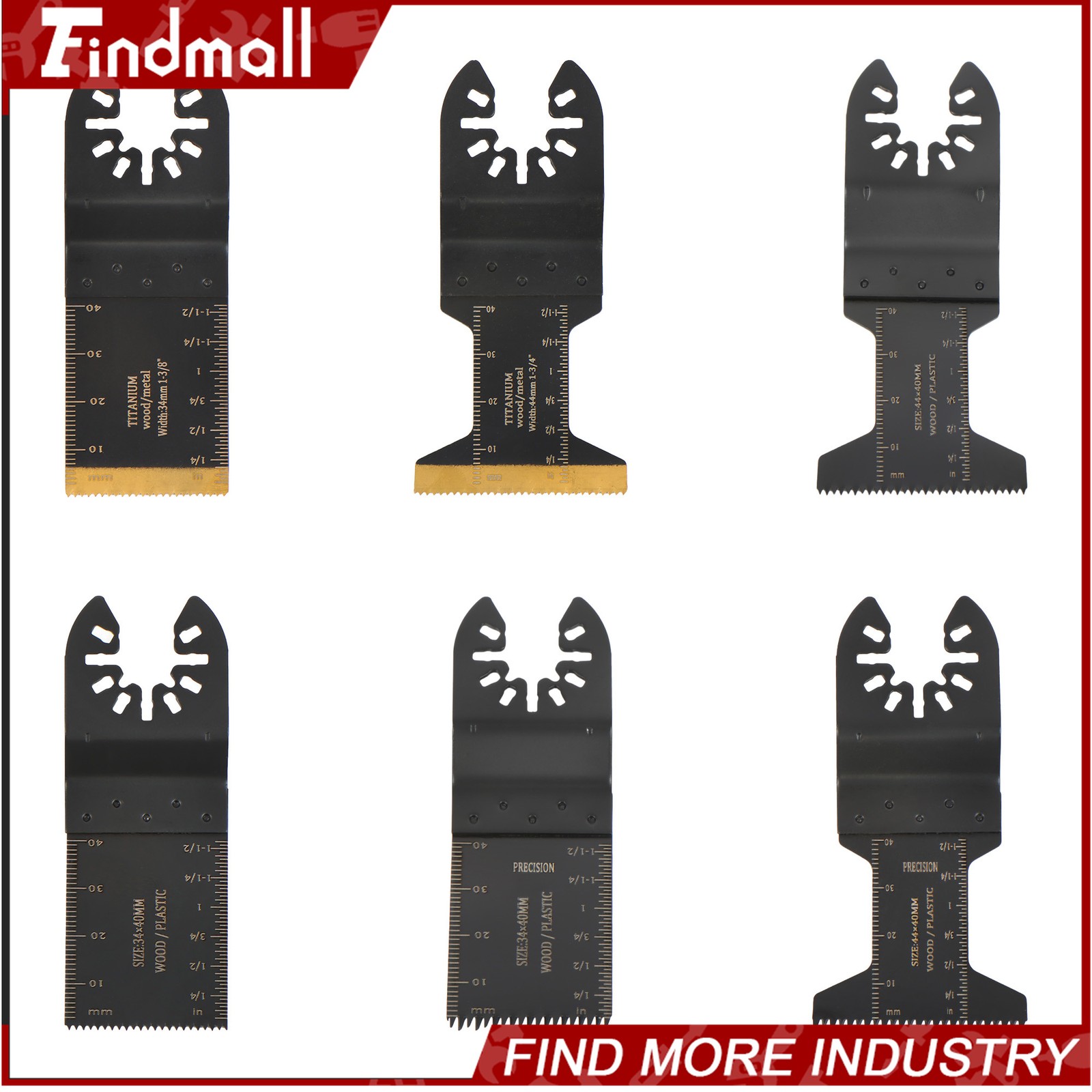Findmall 110 PCS 6 Types Oscillating Saw Blades Multi Tool Blades for Soft Metal