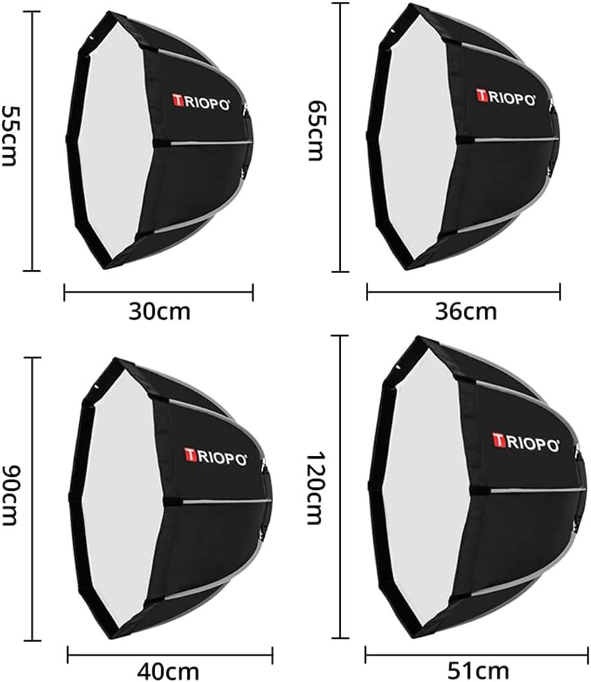 TRIOPO K2 65cm Foldable Octagon Softbox Bowens Mount For LED Video Light Upgrade