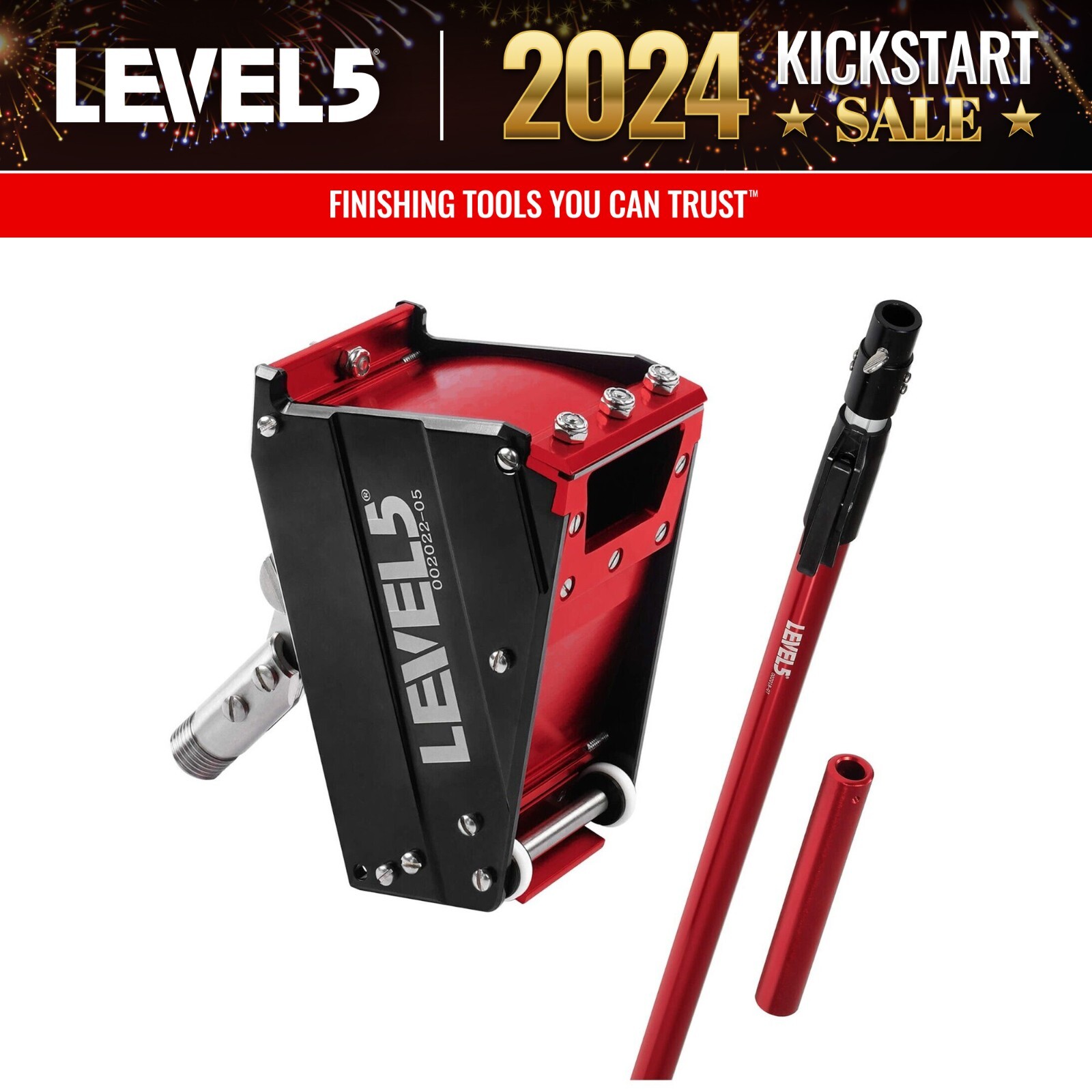 LEVEL5 Drywall Tools - 2" Nail Spotter w/ Extendable 36" - 54" Handle | 4-570