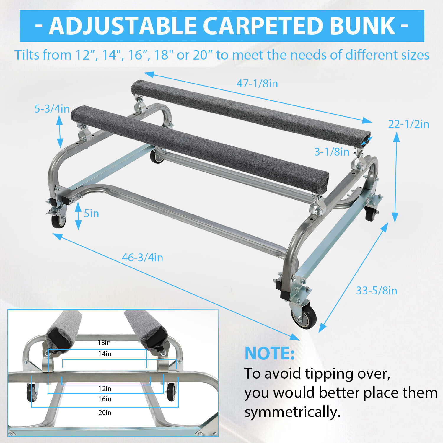 Watercraft PWC Dolly Trailer Boat Jet Ski Stand Storage Cart w/ 1000lbs Capacity