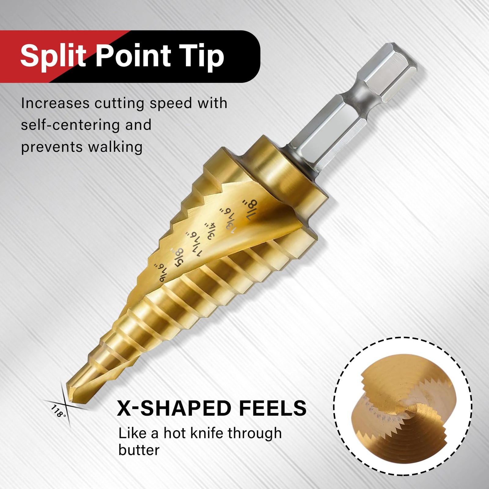 3PC Step Drill Bit Set 1/4in Hex HSS 31-Step Spiral for Metal Wood Aluminum DIY