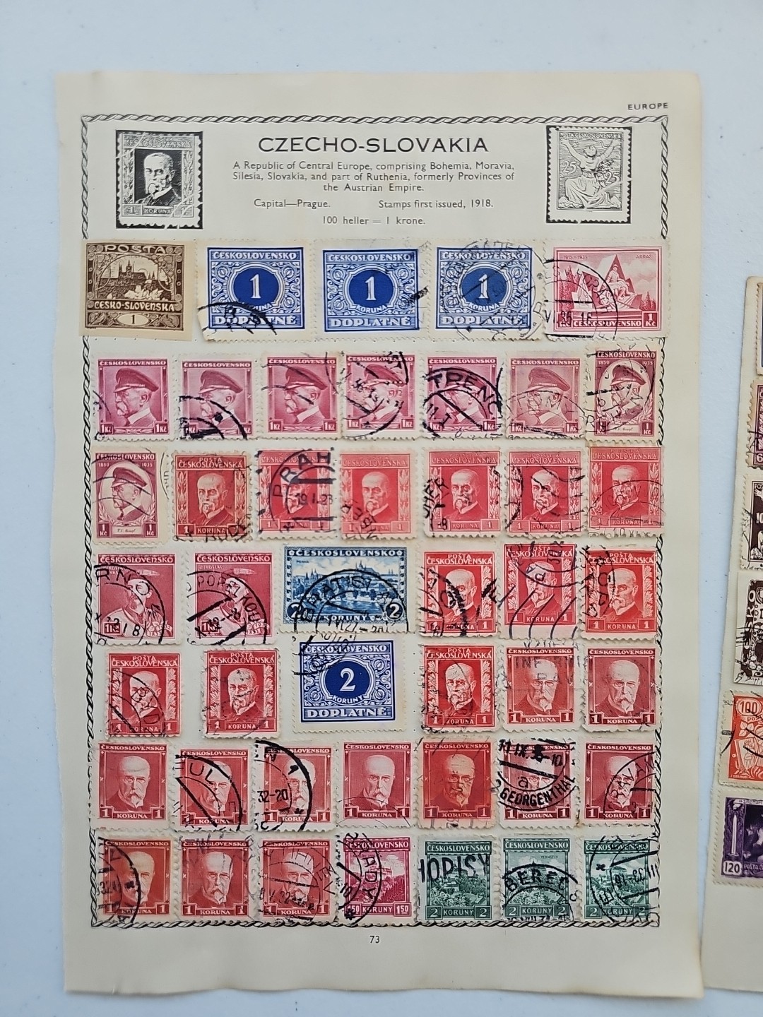 Czechoslovakia Stamps On 2 Pages (4 sides) - Used