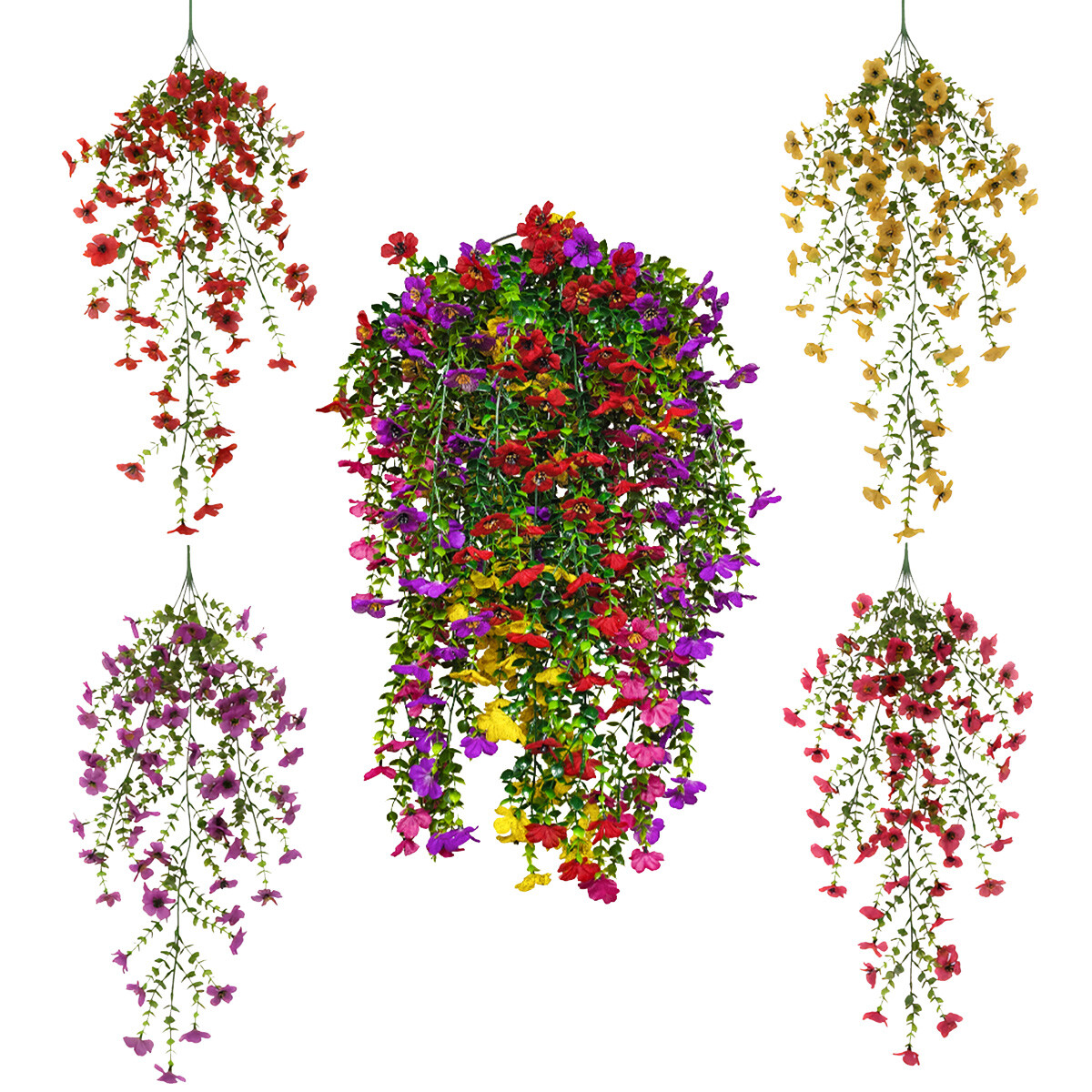 4PCS Artificial Violet Vines UV Resistant Hanging Flowers Plant In/Outdoor Decor