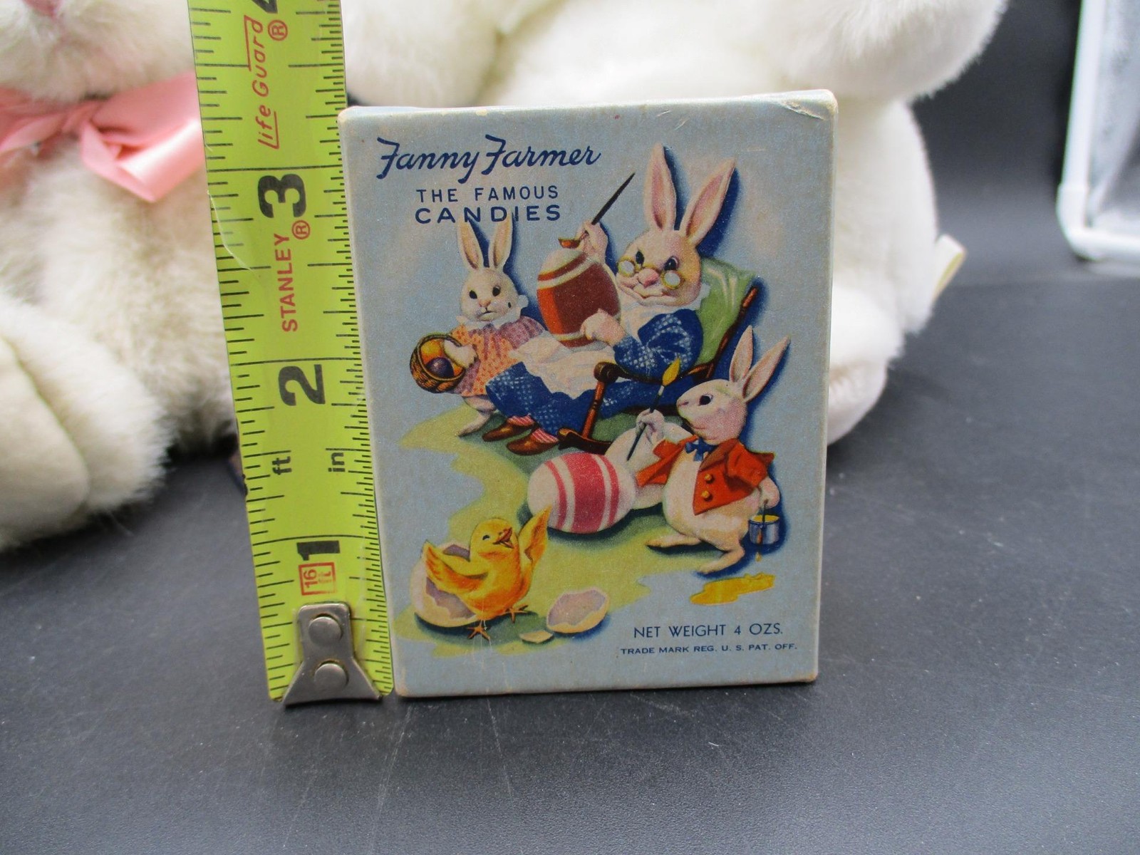 Vintage Fanny Farmer Candies Easter Box + 2 Plush Stuffed Bunny Rabbits BOYDS