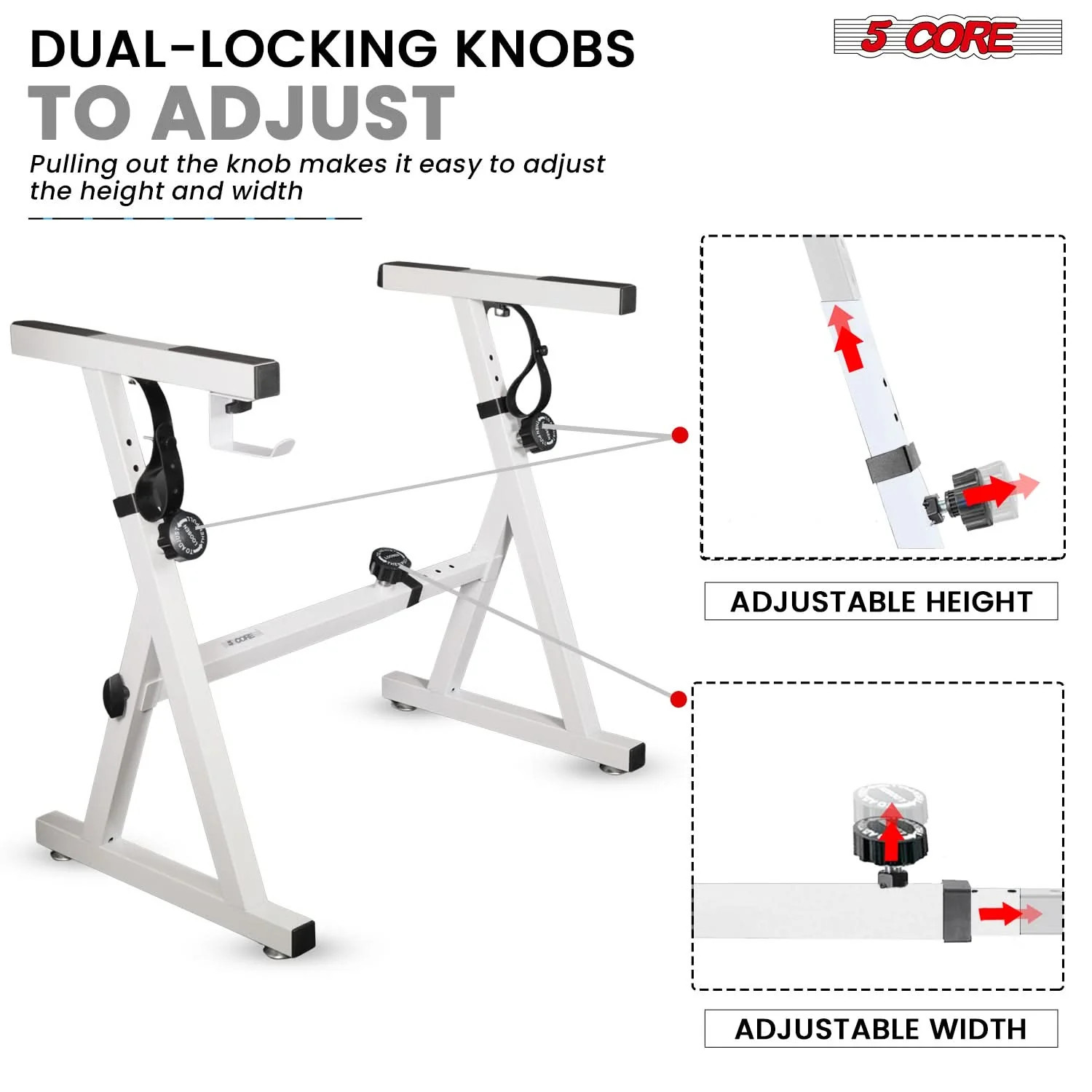 5Core Keyboard Stand Adjustable Height 34.5" Width 32.5” Electric Piano Riser