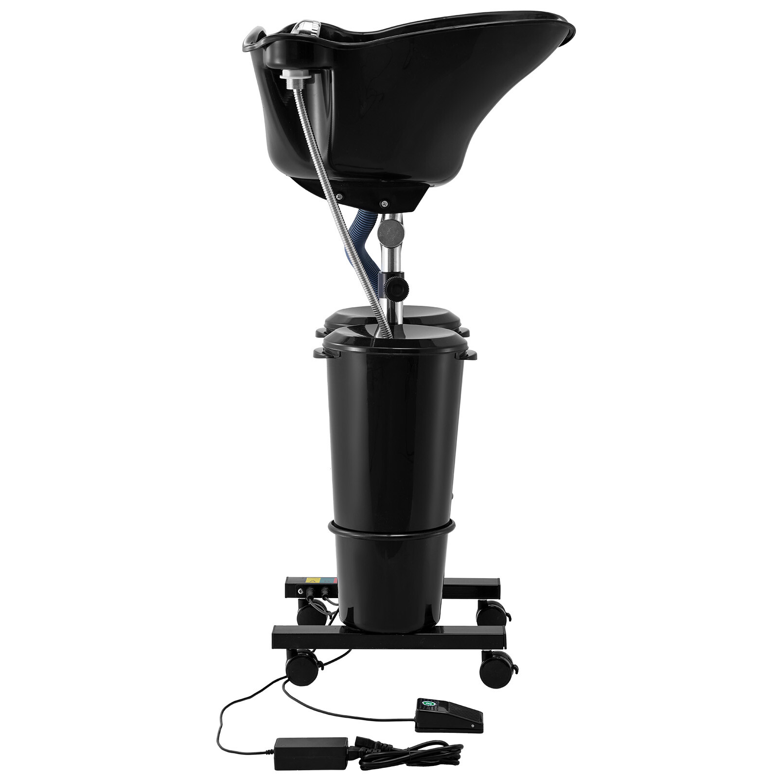 Portable Shampoo Bowl with Drain Hose 2 Buckets Adjustable Height Salon Sink