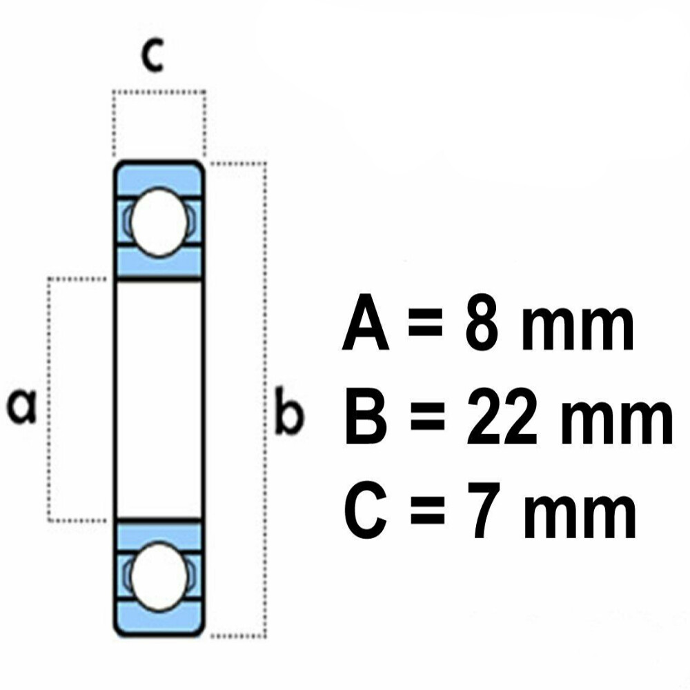 608-ZZ Ball Bearing 8x22x7 Dual Shielded Metal Chrome Skateboard 608Z (10 QTY)