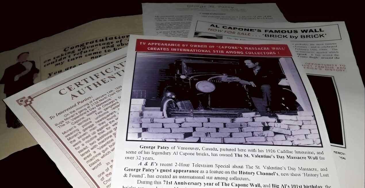 Authentic St Valentines Day Massacre Brick Fragments Al Capone Relic w/COA