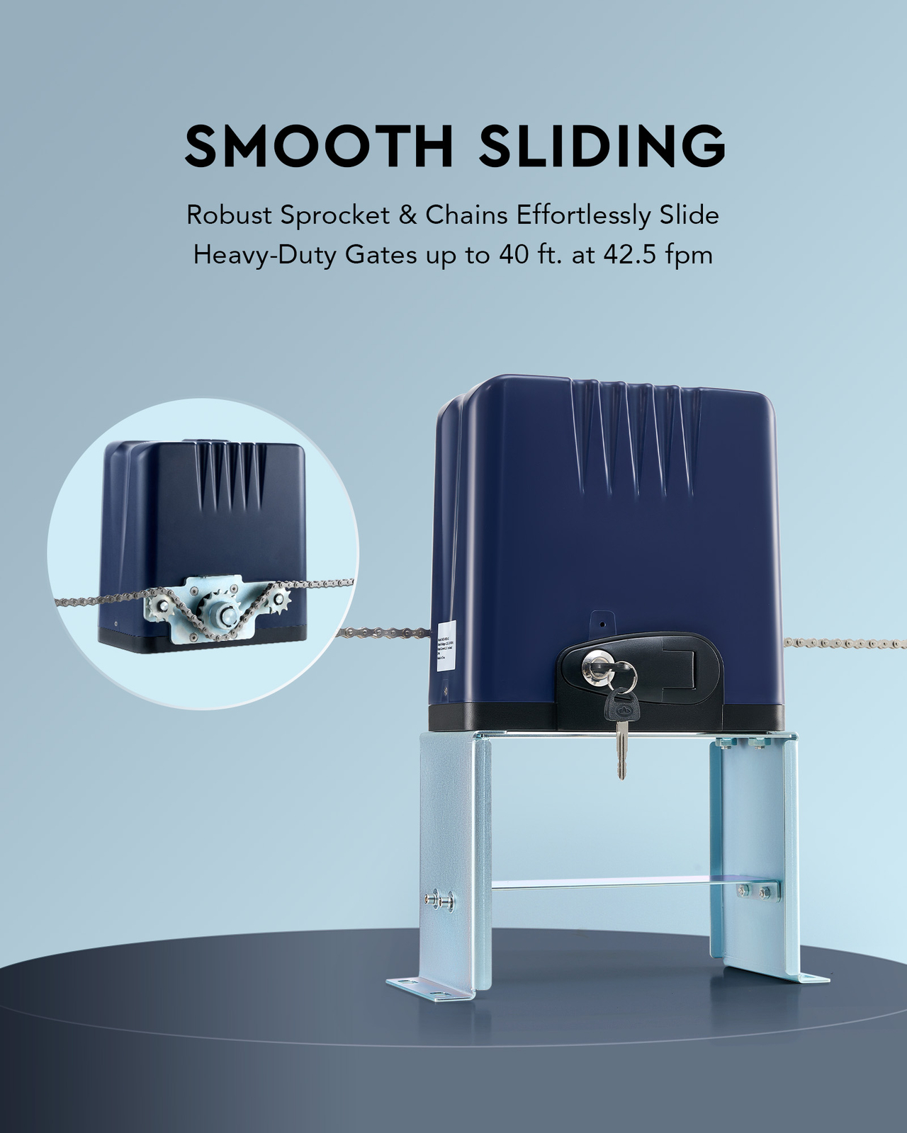 CO-Z 1800lb Automatic Sliding Gate Opener IP44 for 40ft Gates with 2 Remotes