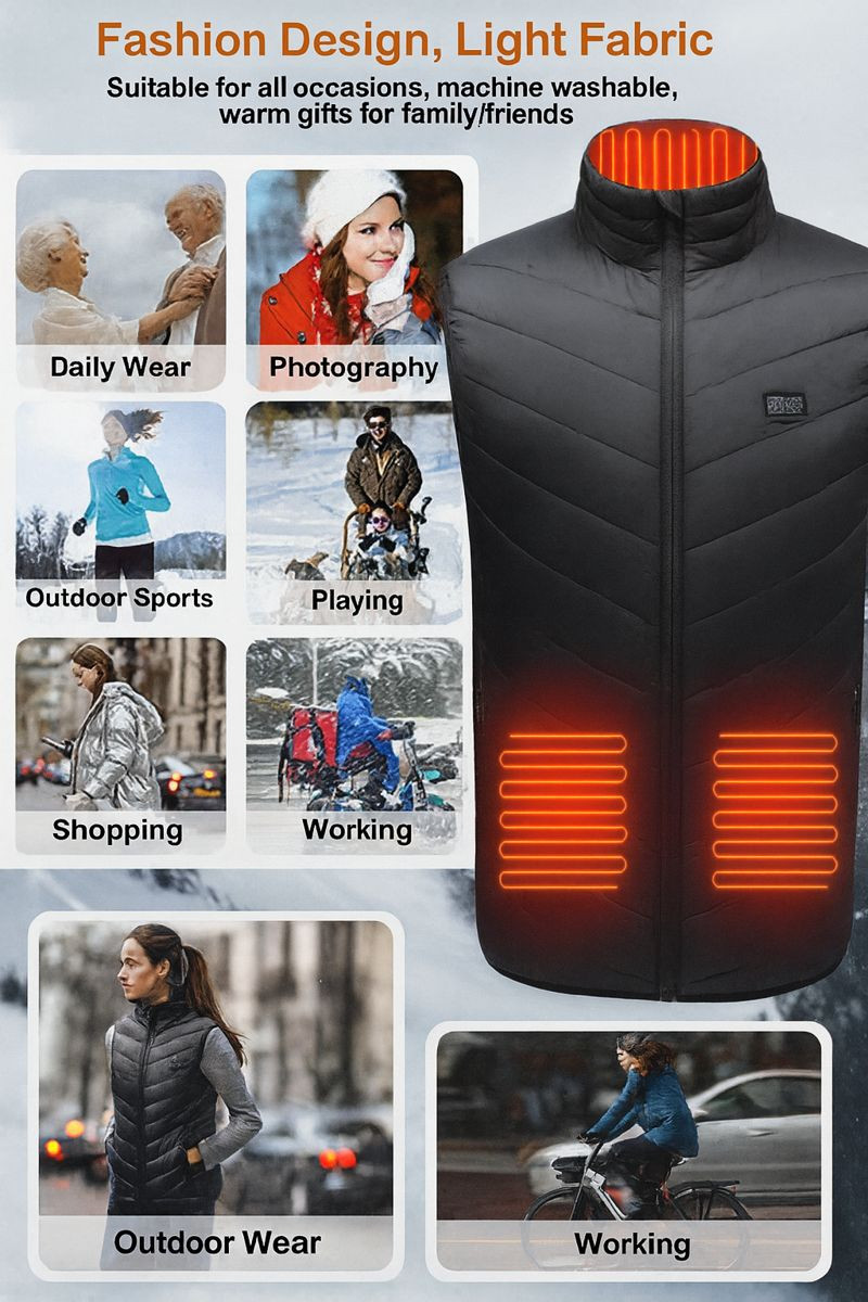 Heated Vest 9 Heating Zones With 10000mAh Battery Pack Electric Heating Vest US