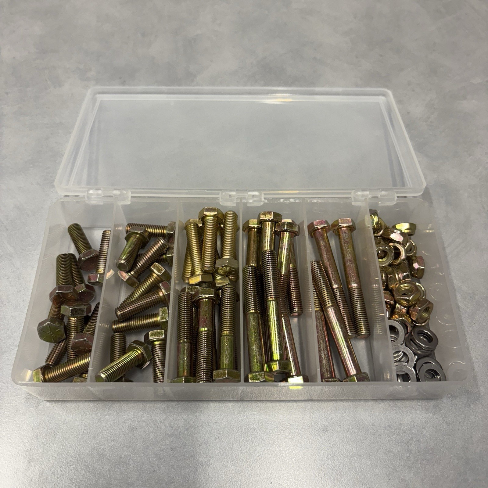 Quarter Midget 5/16" Grade 8 Hex Head Bolt Kit in Compartmented Plastic Case