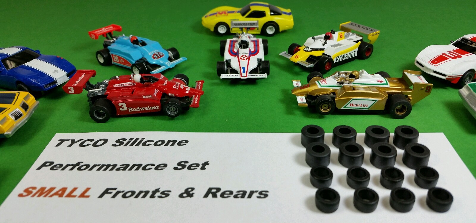 ☆16 SILICONE TIRES☆ For TYCO 440x2~440 SMALL Front & Rear hop up slot car parts