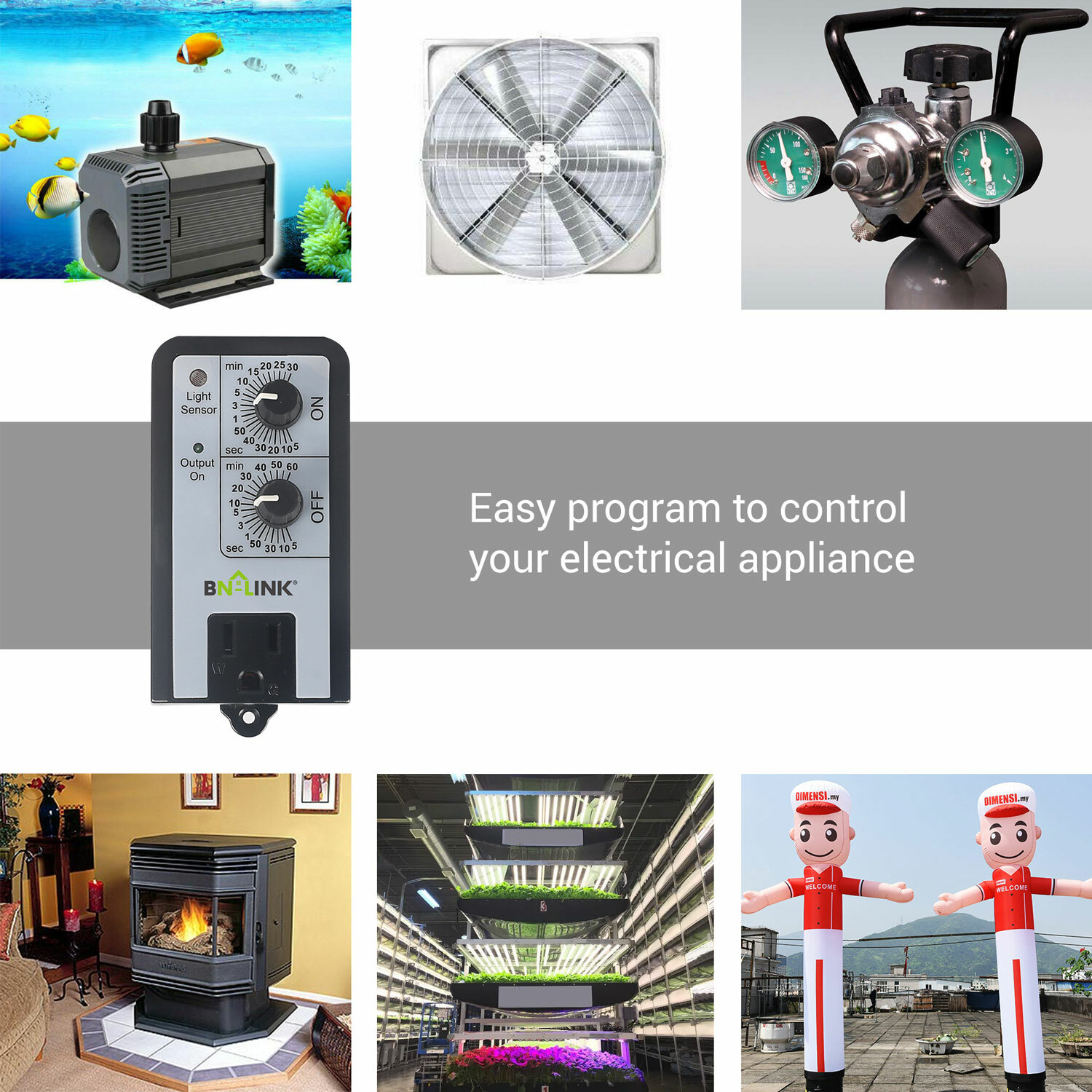 BN-LINK 24-Hour Repeat Cycle Timer Plug-In On/Off Delay Control