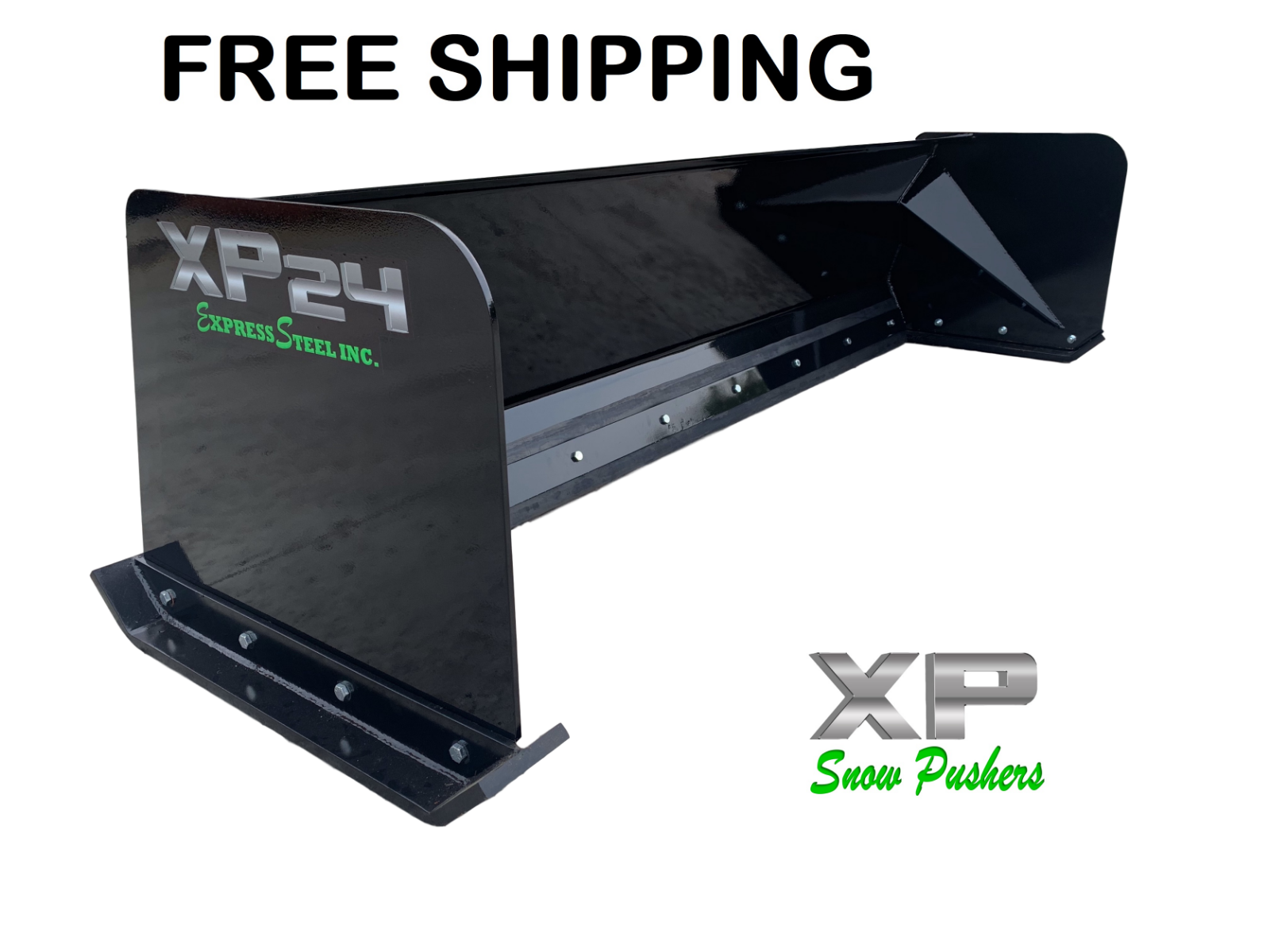 8' XP24 BLACK SNOW PUSHER - Skid Steer Loader – FREE SHIPPING