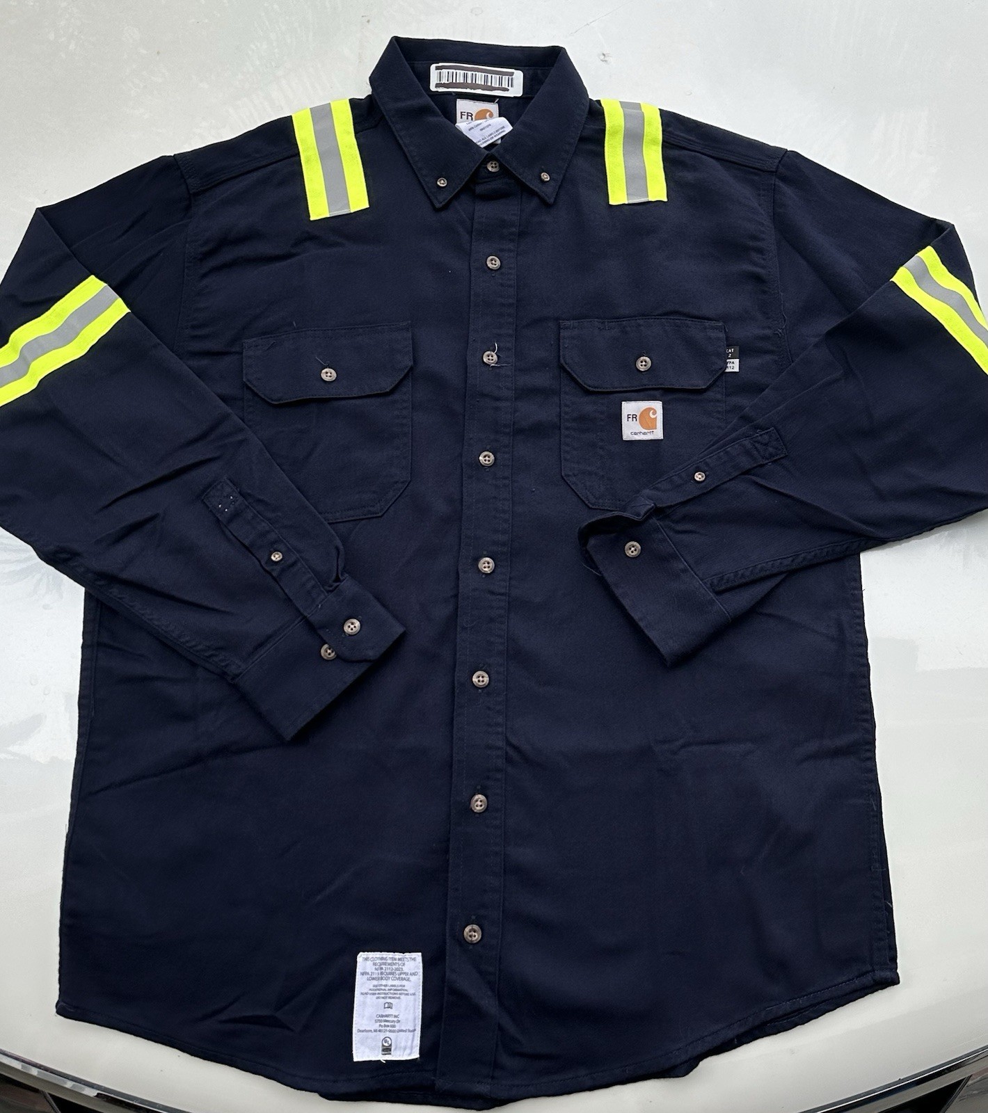 Carhartt FR Hi-Visibility Cotton Work Shirts Large Reg Lot of 2