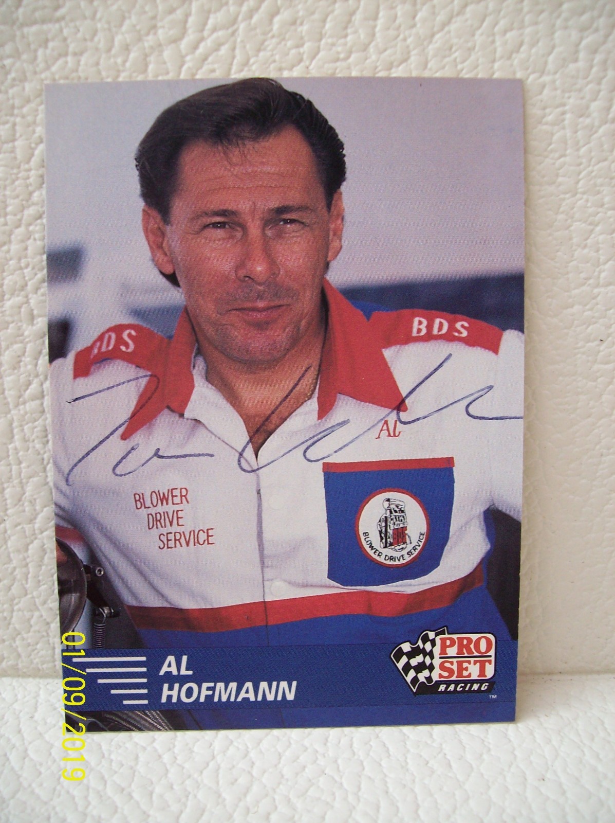 AL HOFMAN AUTOGRAPHED 1991 PRO SET RACING NHRA FUNNY CAR PHOTO TRADING CARD