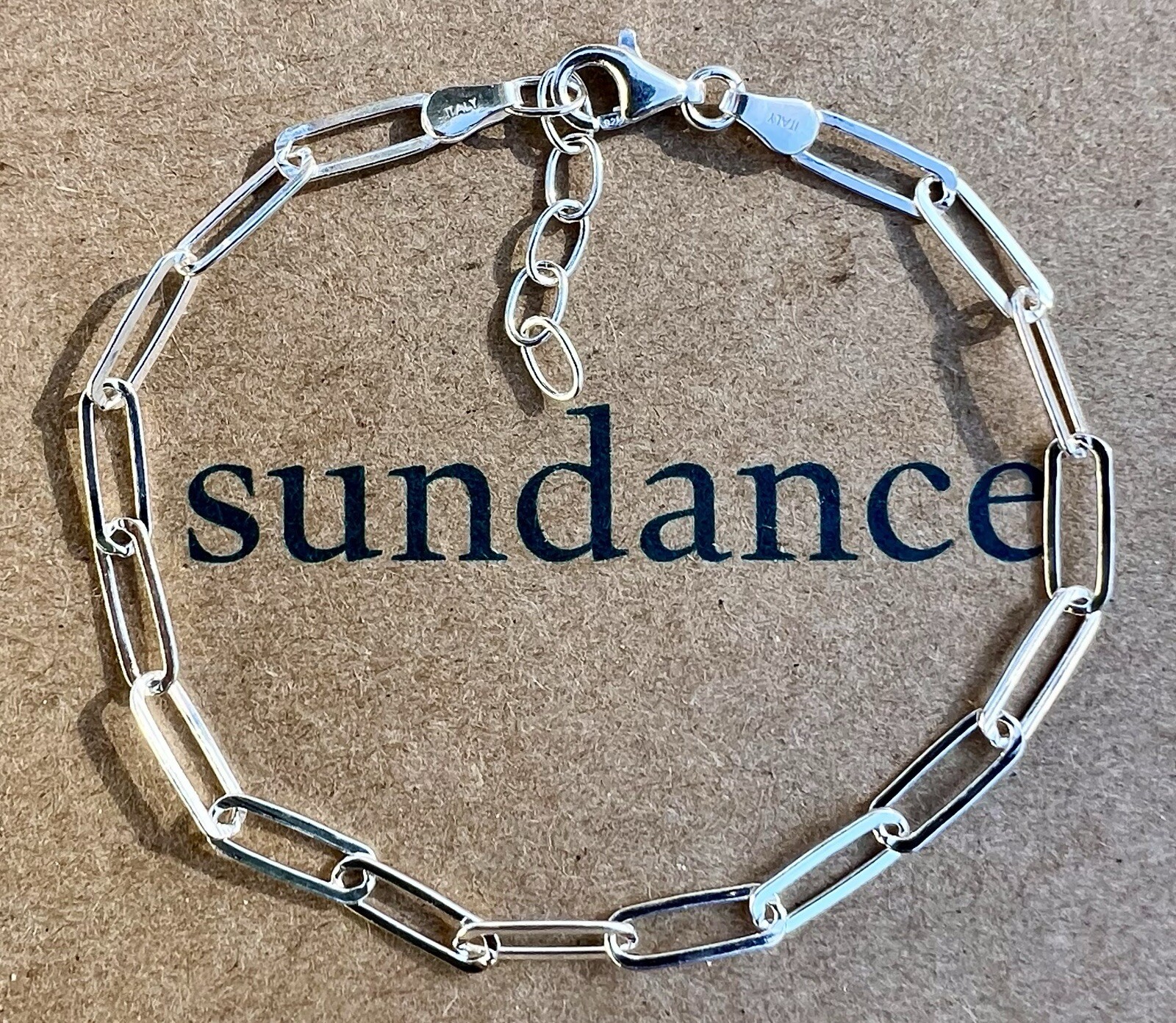 NEW $128 Sundance 7-8" Adjust. Sterling Silver Italy Paperclip 925 Link Bracelet