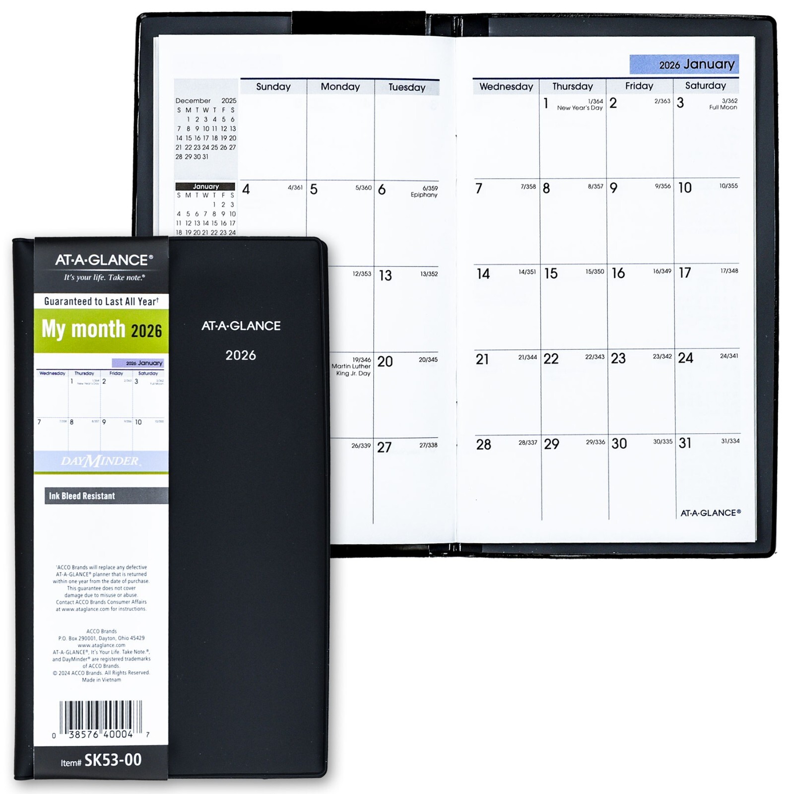 2026 At-A-Glance DayMinder SK53-00 Monthly Pocket Planner, 3-1/2 x 6"