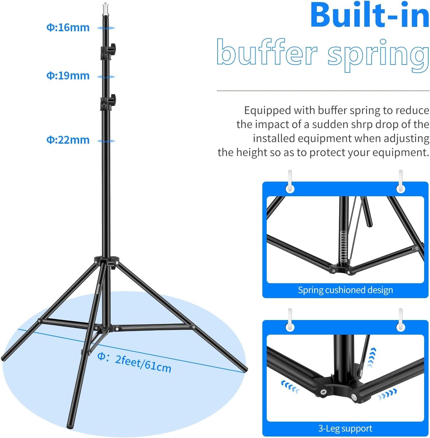 Neewer 190cm Foldable Light Stands for Relfectors Softboxes Lights