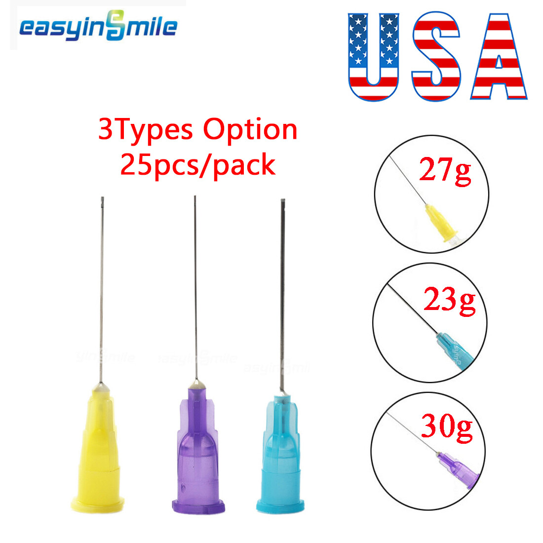 Dental Endo Irrigation Needle Tips 23/27/30g Lateral Side Hole Rinse tips 25pcs
