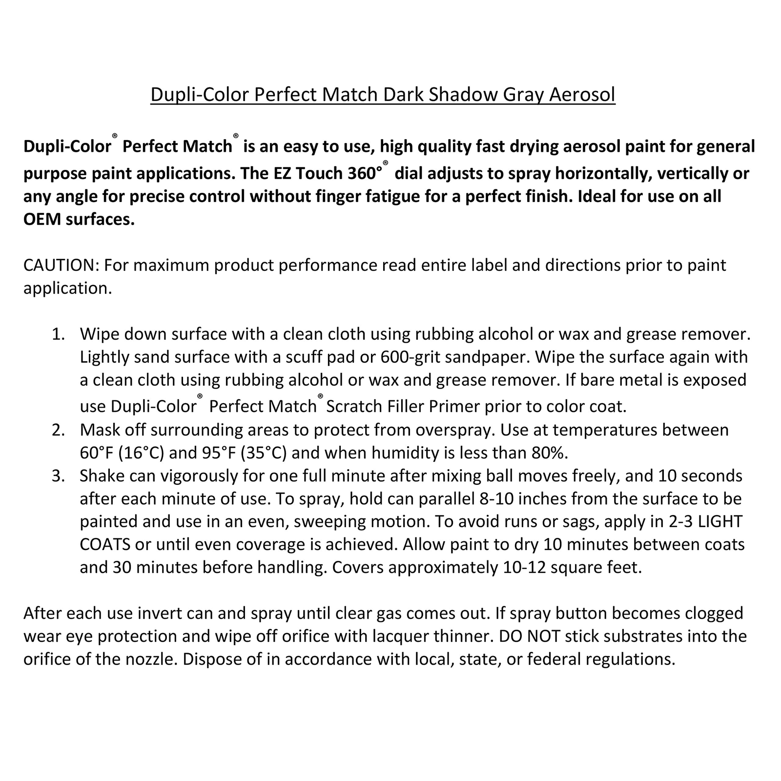 Dupli-Color EBFM03607 Perfect Match Automotive Spray Paint – Ford Dark Shadow...
