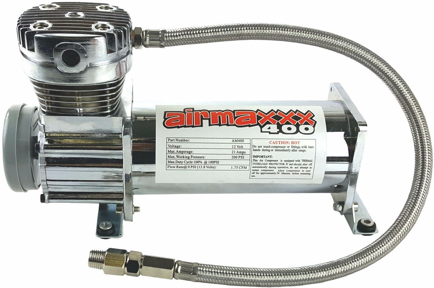 airmaxxx Chrome 400 Air Compressor For Air Ride Suspension System 120 On 150 Off