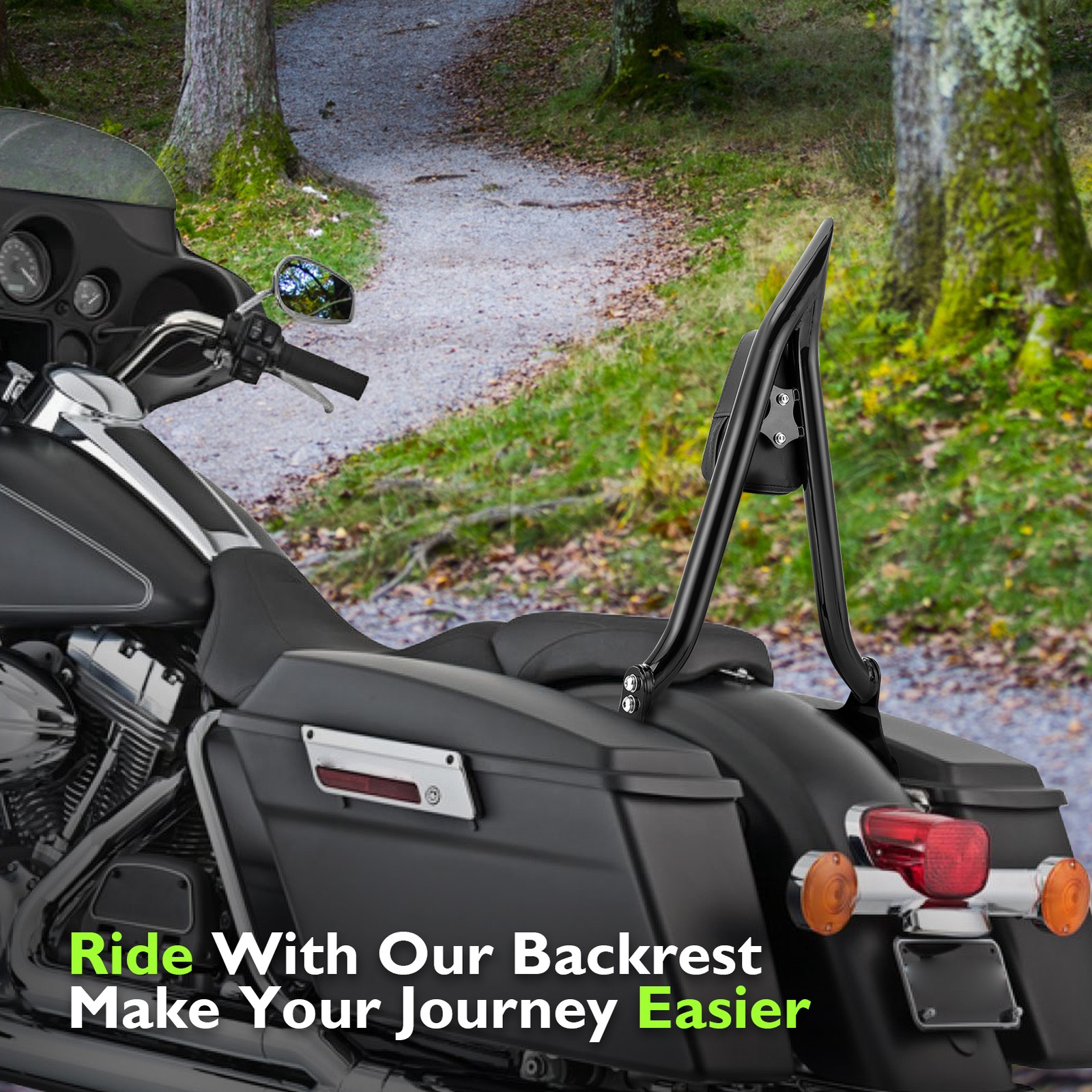 Tall Sissy Bar Backrest For Harley Touring Road King Electra Street Glide FLHT