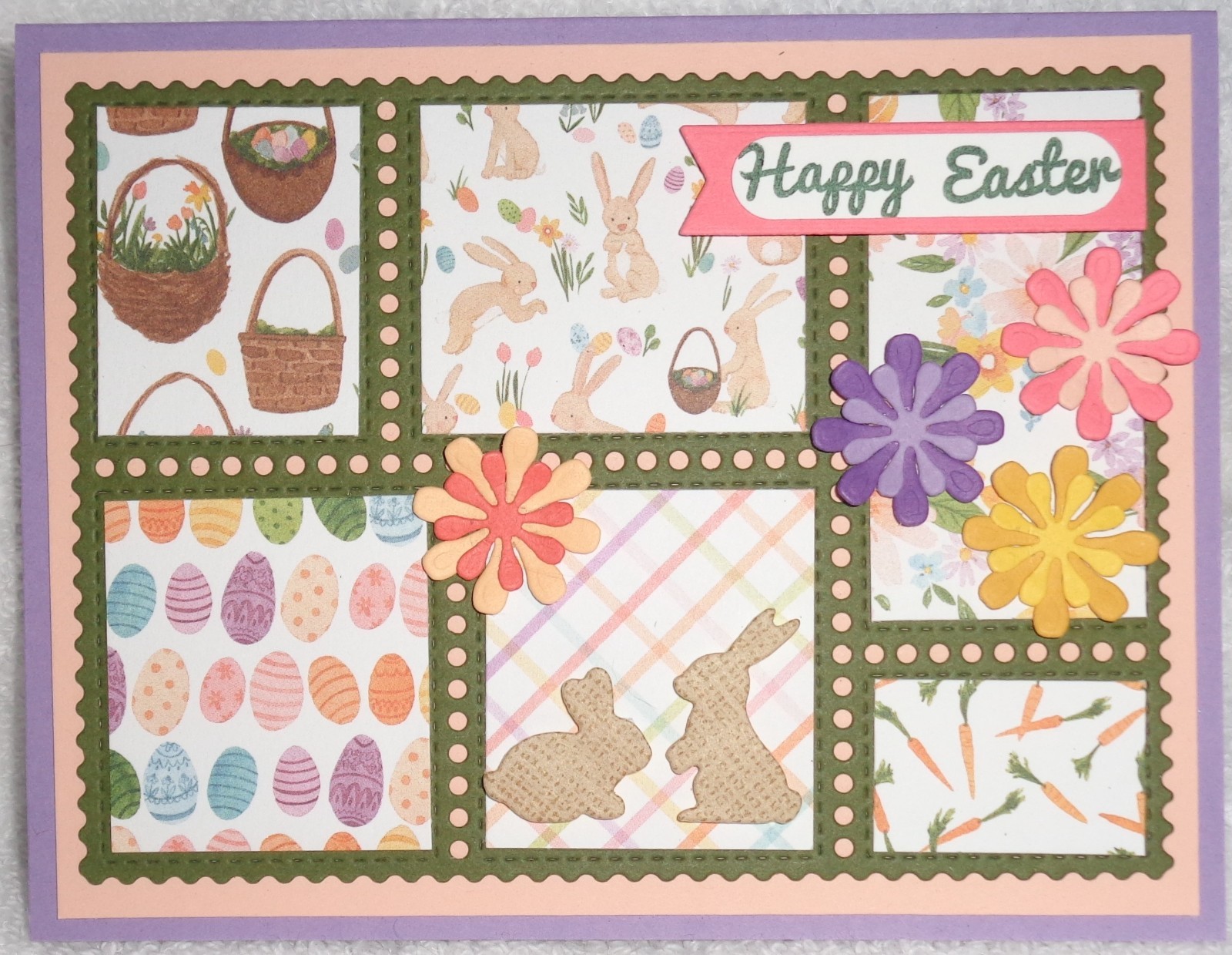 Stampin Up! Card Kit HAPPY EASTER Postage Collage Bunny Rabbits Eggs Floral