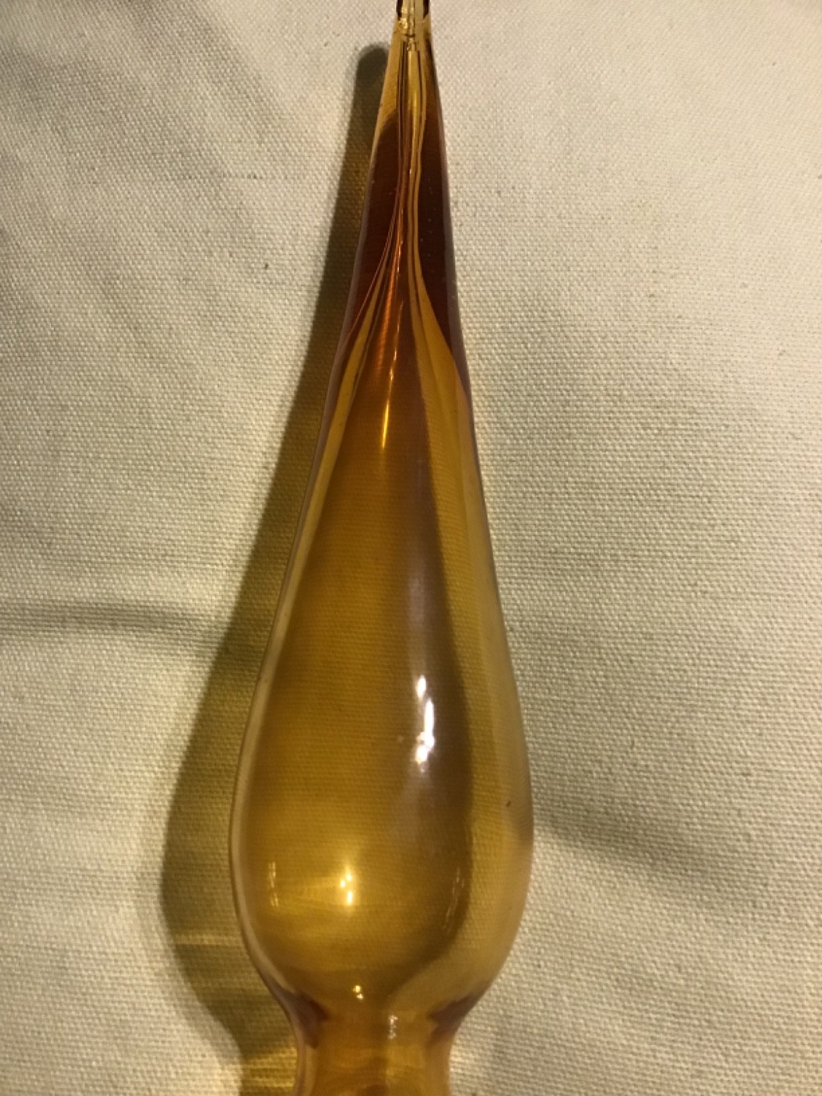 Vintage MCM Empoli Amber Smooth Glass Bottle Decanter Stopper Only, Approx 9.5”