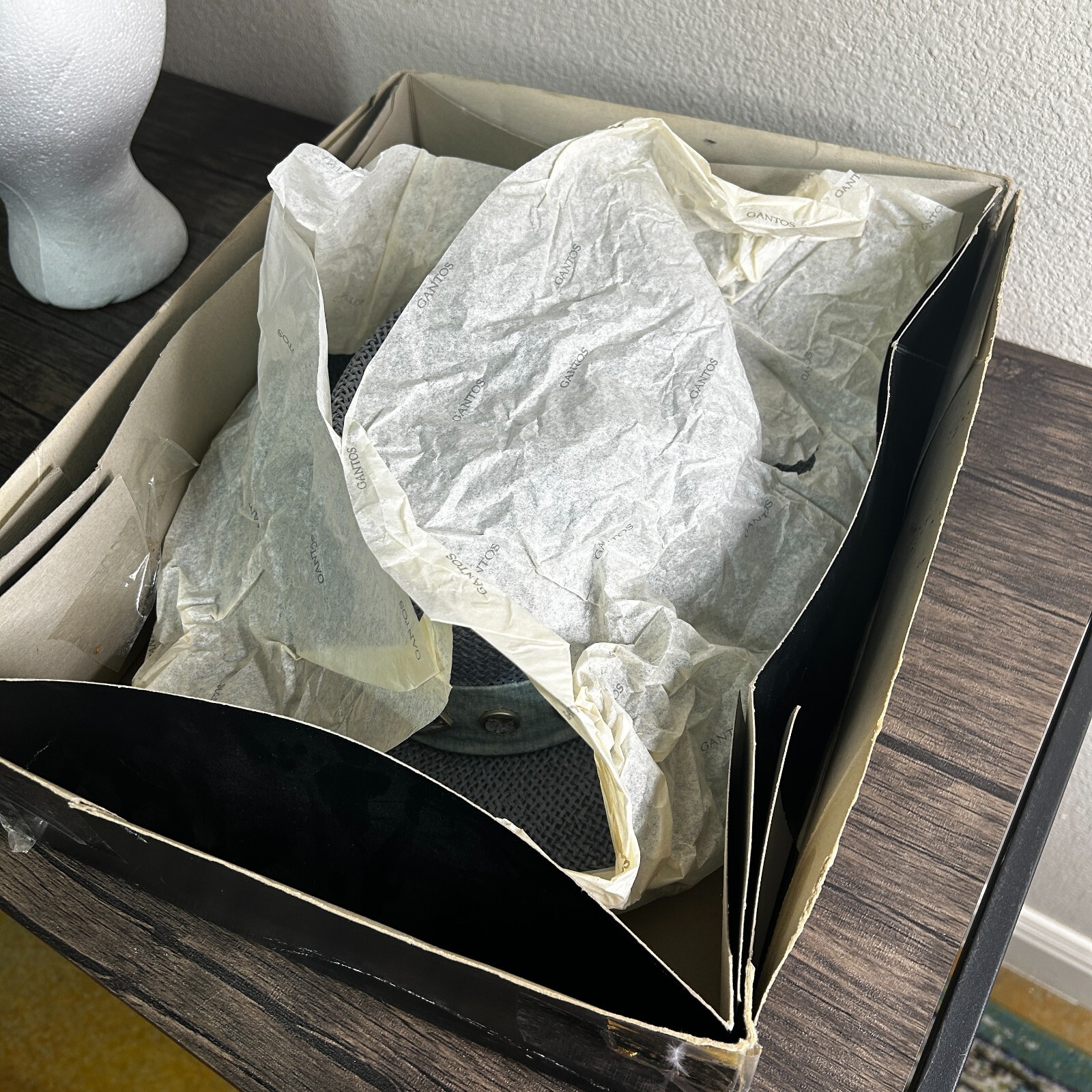 VINTAGE Something Special Straw Hat 1980s Gantos Blue Embellished Derby 3425