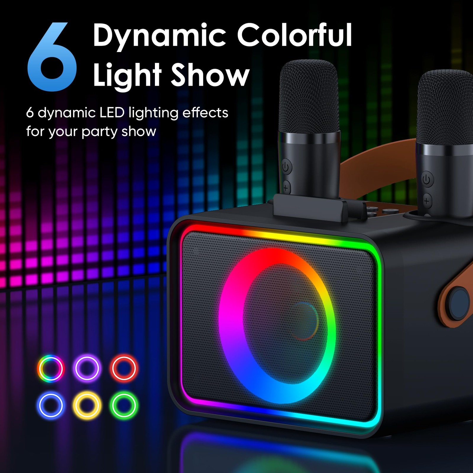 Karaoke Machine,Portable Bluetooth Speaker with 2 Wireless Microphone for Adults