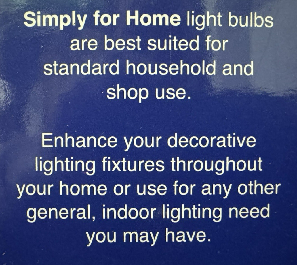 6 60W Simply for Home Frosted Glass Decorative Light Bulbs w/Medium Base