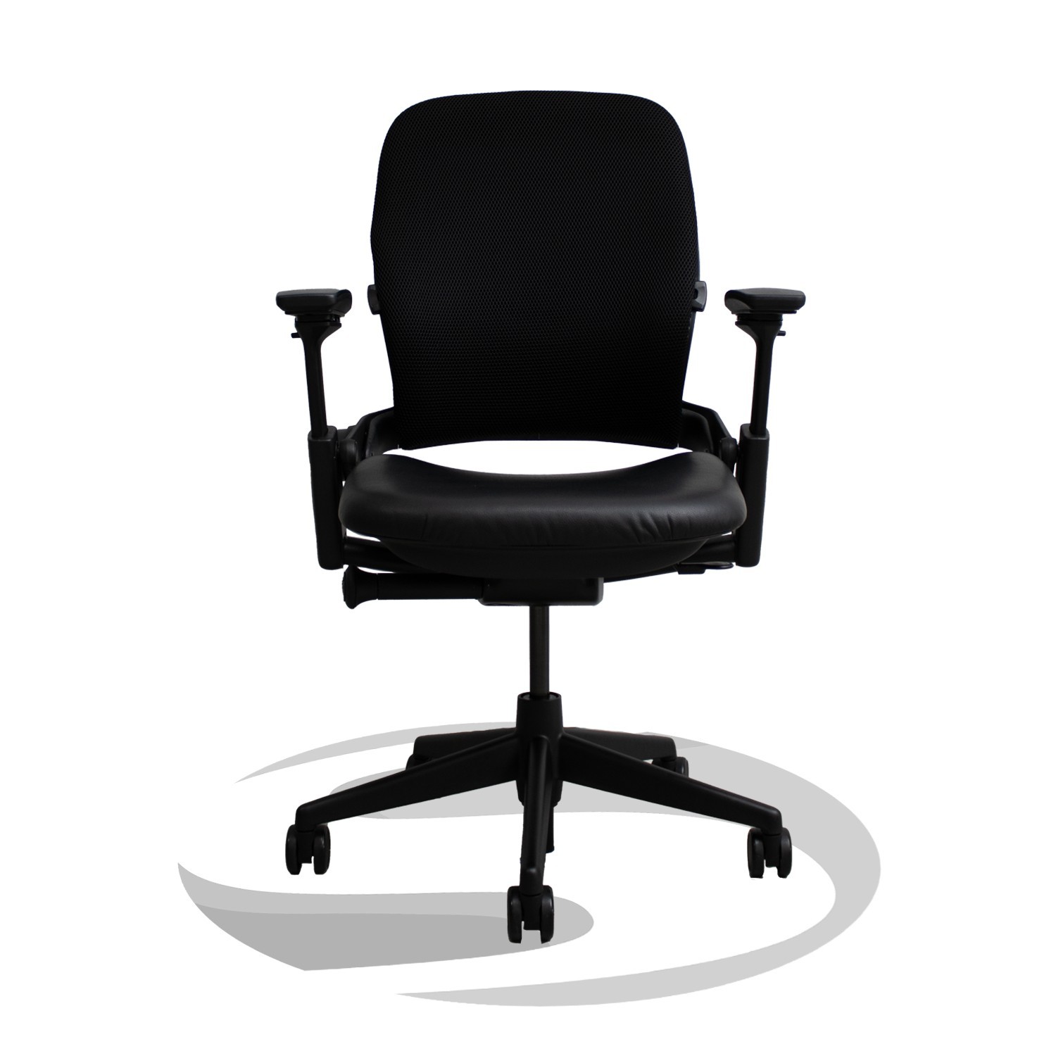Steelcase V2 Leap - 3D Mesh and Leather Seat in Black