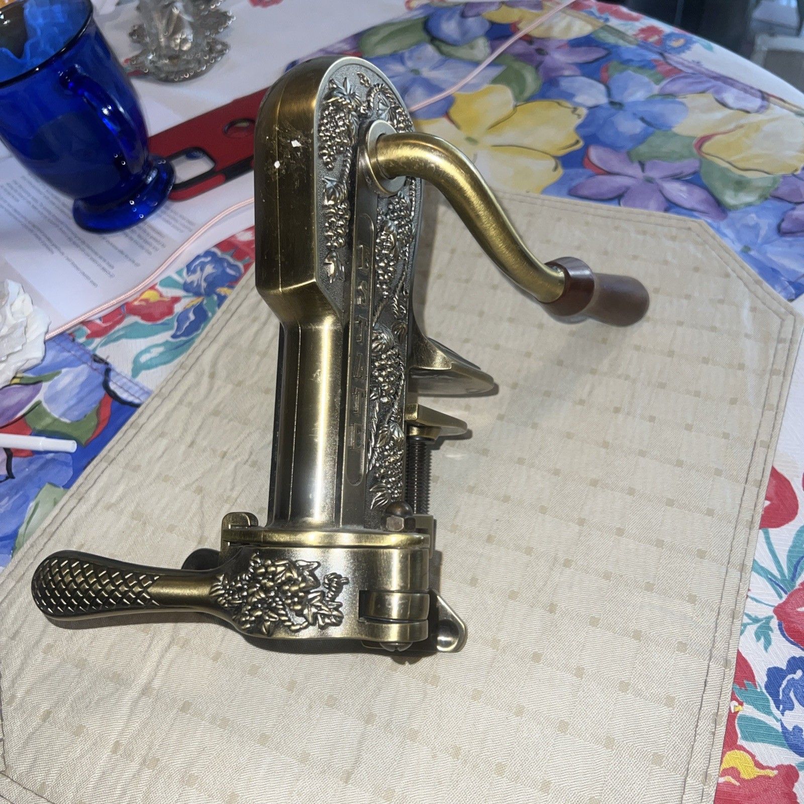 Roger Estate "LEGRAPE" Brass Table Top Corkscrew Wine Opener -- RARE VARIATION